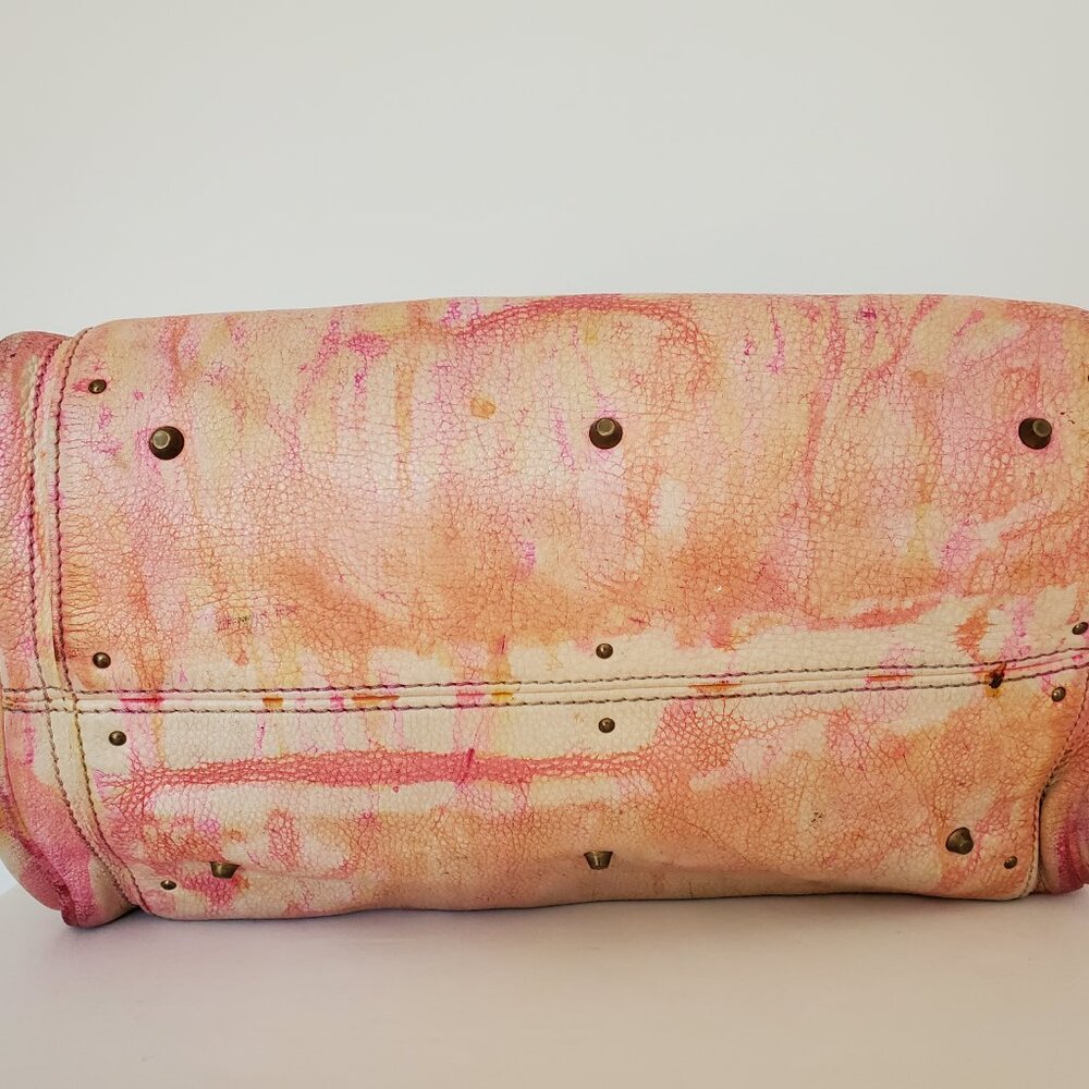 Chloe Leather purse lock bag dyed painted pink white yellow beige orange ivory - Picture 4 of 14